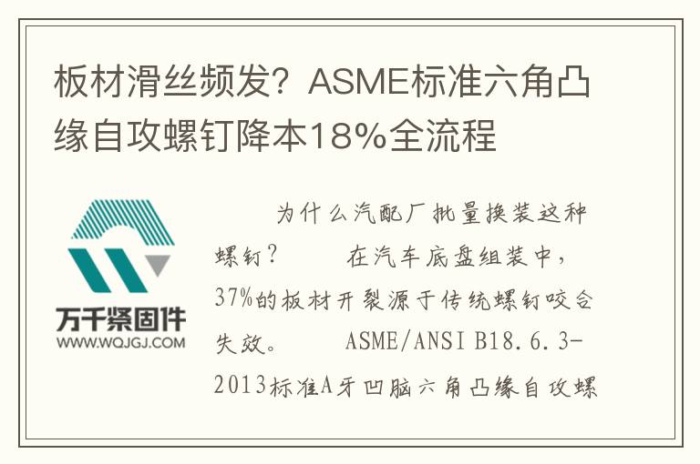 板材滑絲頻發(fā)？ASME標(biāo)準(zhǔn)六角凸緣自攻螺釘降本18%全流程